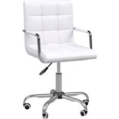 Homcom Kontorsstolar Homcom Elegant Retrodesign Konstläder Vit Silver Kontorsstol
