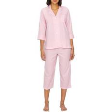 Cotton Pajamas Lauren Ralph Lauren Further Lane Capri Knit Pajama Set - Pink Stripe