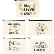 White Cosmetic Bags Sparkle and Bash Canvas makeup for nurse appreciation gifts, cosmetic pouches 5 pcs