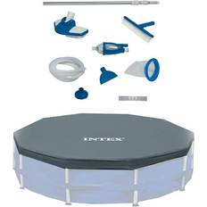 12 foot round pool Intex deluxe maintenance cleaning kit & 12-foot round frame easy set pool cover