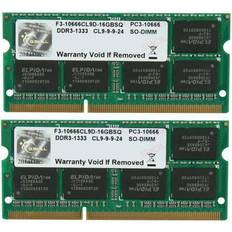 Ram minne ddr3 laptop G.Skill 16gb ddr3 pc3-10666 cl9 sq series dual laptop memory kit 2x 8gb