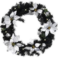 Décorations vidaXL Christmas Wreath With LED Lights Black 60 cm PVC Décoration