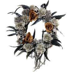 Beige Party Decorations Halloween Gothic Wreath Black/Gray/Beige Weihnachtsschmuck