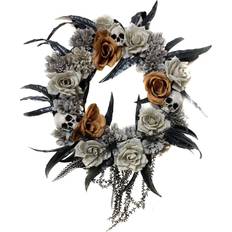 Artículos de Fiesta Sunstar Skull & Flower Gothic Wreath Decoration - Halloween Wreath