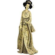 Oriental Furniture 14" Geisha with Plum Tree Kimono Ivory Figurine