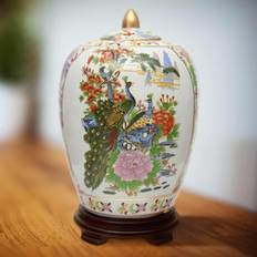 Oriental Furniture Medallion Satsuma Birds Flowers Vase