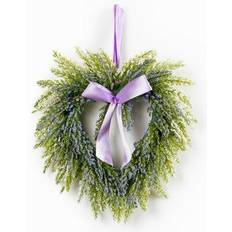 Decorative Items Melrose Set of 2 Spring Lavender Heart Wreaths 10-Inch Unlit Decoration