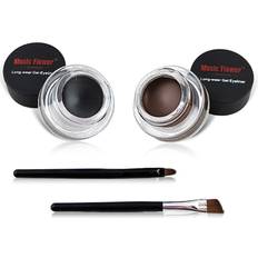 Cosmetics Ucanbe 2 in 1 Black and Brown Gel Eyeliner Set Water Proof Smudge Proof, Last for All Day Long, Work Great with Eyebrow, 2 Pieces Eye Makeup Brushes Included