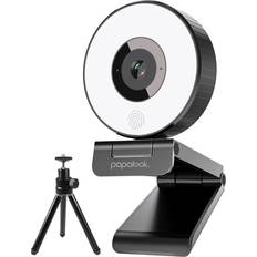 Papalook 1080p webcam with ring light and tripod, pa552 full hd streaming web