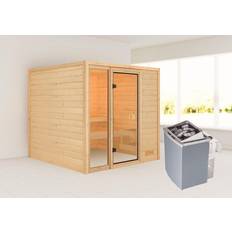 Saunaräume Karibu WOODFEELING Sauna »Jutta« inkl. Saunaofen mit integrierter Steuerung, für 4 Personen beige