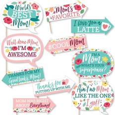 Mother's Day Photo Props, Party Hats & Sashes Funny colorful floral happy mother's day we love mom photo booth props kit 10 pc