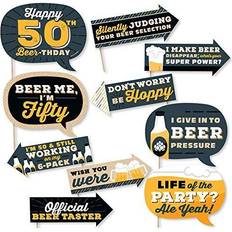 Funny cheers and beers to 50 years 50th birthday photo booth props kit 10 pc