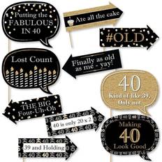 Funny adult 40th birthday gold birthday party photo booth props kit 10 pc