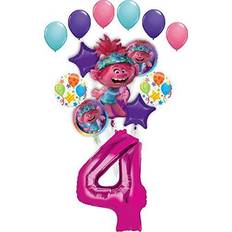 Birthdays Animal & Character Balloons Trolls World Tour 4th Birthday Party Supplies Poppy Balloon Bouquet Decorations