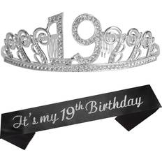 Meant2Tobe 19Th Birthday Gifts For Girl 19Th Birthday Tiara And Sash Silver