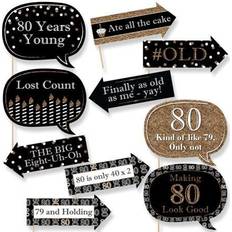 Birthdays Photoprops Funny adult 80th birthday gold birthday party photo booth props kit 10 pc