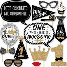 1st birthday little mr. onederful boy birthday photo booth props kit -20 count