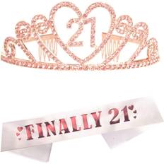 Birthdays Photo Props, Party Hats & Sashes 21st birthday gifts for girl, 21st birthday tiara and sash pink, happy 21st b