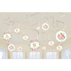 Birthday Trains Amscan floral baby hanging swirls 12 ct