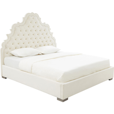 Cream bed frame TOV Furniture Velvet Bed Me Cream