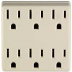 Electrical Outlets Leviton ivory six-outlet grounding adapter c21-6adpt-00i