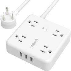 Surge Protectors Power strip surge protector trond upgraded thin plug with usb c 5 ft, white