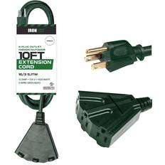 10 ft extension cord 10 Ft Outdoor Extension Cord with Power Block 16/3 Durable Green Cable