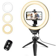 UBeesize 10" selfie ring light with tripod stand & cell phone holder dimmable