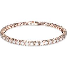 Swarovski matrix tennis bracelet, round cut, white rose gold-tone 5657659