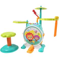 Electric drum set Dimple Electric Big Toy Drum Set For Kids with Microphone Pedal n Stool Pre Recorded Songs instruments music Lights n Sounds