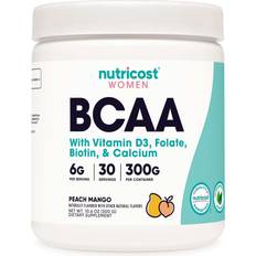 Peach Amino Acids Nutricost Women BCAA with Vitamin D3 Folate Biotin Calcium Peach Mango