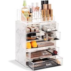 White Makeup Storage Sorbus Makeup Storage Case Medium Display 3 Large 4 Small Drawers + Top - White