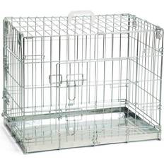 Beeztees Dog Crate Silver Pet Carrier Puppy Cat Carry Cage Animal