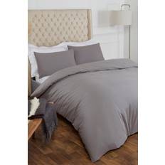 Highams 100% Pure Cotton with Pillow Case Dye Duvet Cover Silver, Grey