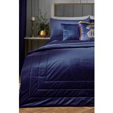 Bedspreads Laurence Llewelyn-Bowen Navy Luxury Soft Velvet Quilted Throwover Bedspread Blue