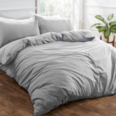 Microfiber Textiles Brentfords Washed Linen Duvet Cover Grey, Silver (198x198cm)