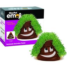 Flower Seeds Chia Pet Emoji Poopy with Seed Pack, Planter, Easy Do Fun to Grow, Gift, Perfect