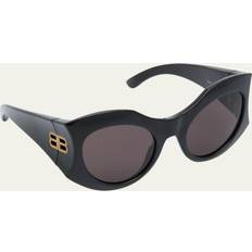 Balenciaga Women Sunglasses Balenciaga Black Hourglass Sunglasses 001 Black/Black/Grey