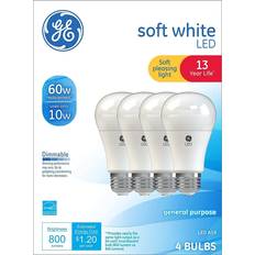 Pear Light Bulbs GE 8 Pack LED Lamps 10W A19