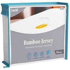 Lucid Premium Rayon Bamboo Jersey Protector Ultra Soft Waterproof Queen Mattress Cover White