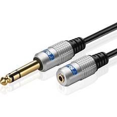 Premium 6.35mm 1/4 to 3.5mm 1/8 15FT Plug Wire Cord Bi-Directional with Gold Plated Connector