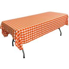 Linen Tablecloths LA Linen Gingham Checkered Tablecloth White, Orange