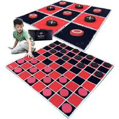 2-in-1 Vintage Giant Checkers Tic Tac Toe Game