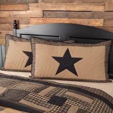 VHC Brands Check Star Pillow Case Green, Black