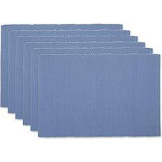 Gold Place Mats DII Cotton Basic Ribbed Place Mat Blue, Gold