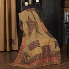 VHC Brands quilted throw country star Blankets Green, Brown, Black, Orange, Red