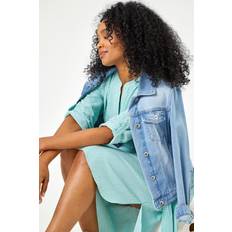 Roman Petite Stripe Print Shirt Dress in Mint