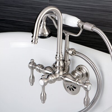 Kingston Brass Aqua Vintage AE7T8TAL Tudor Wall Mount Clawfoot Tub Faucet Brushed Ni Grey