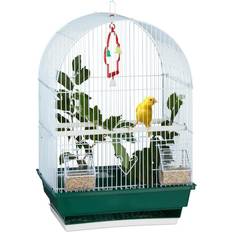 Relaxdays Small Birdcage, Budgies, Canaries, Perch, Bowl, HxWxD