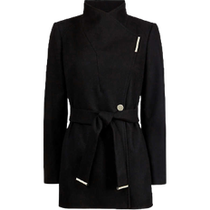 Rosess Wool Wrap Short Coat - Black